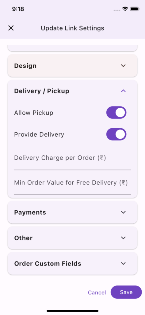 Link Settings screenshot
