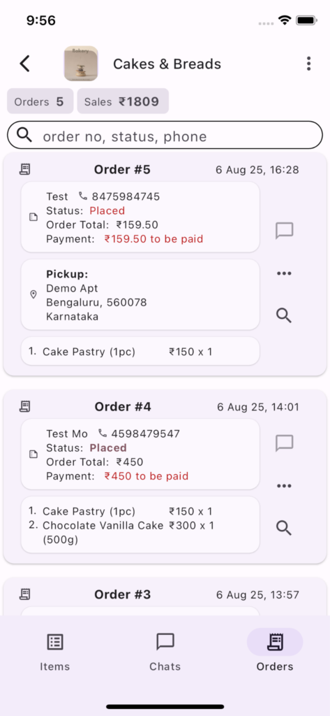 Orders & Payments screenshot